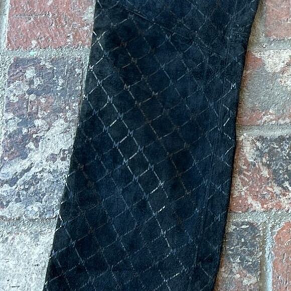Vintage Maxima Wilson Leather Straight Leg Suede Pants Printed Size 6 Black - Picture 4 of 4